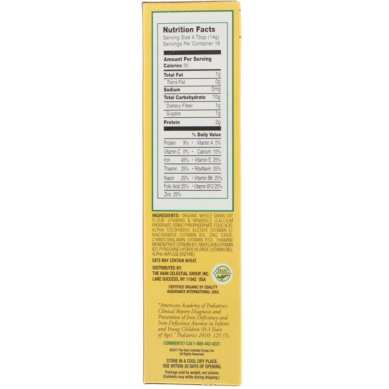 Earth's Best Organic Whole Grain Oatmeal Cereal 8 oz 227 g - Image 2