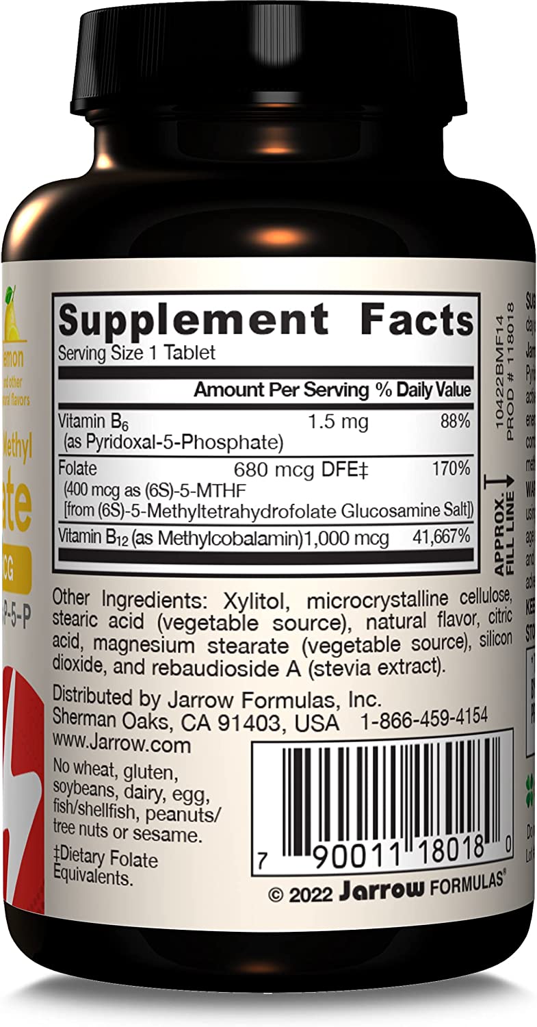 Jarrow Formulas Methyl B-12 & Methyl Folate 100 tabs - Image 3