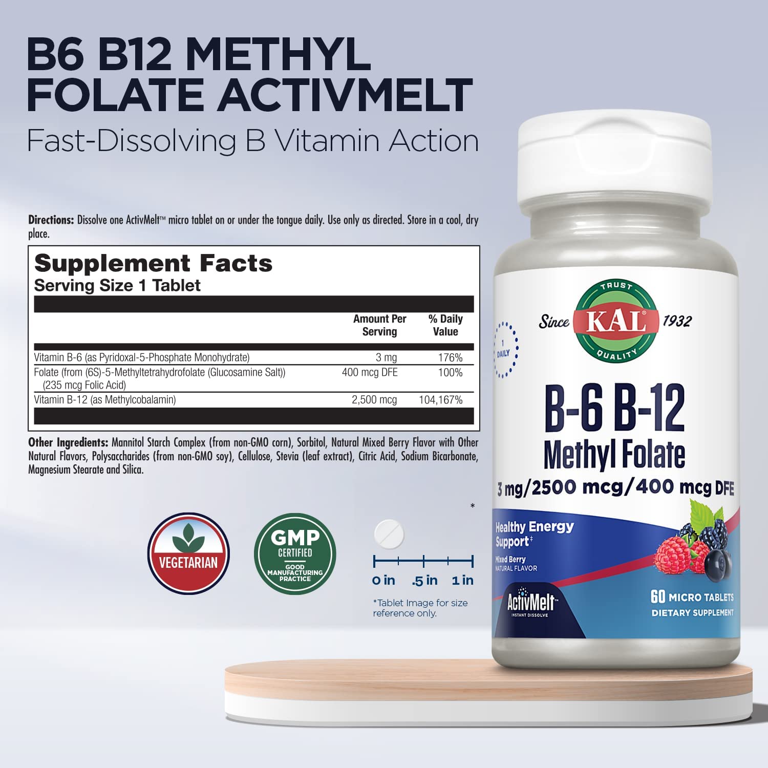 KAL B6 B12 Methyl Fol Activ Berry 60 vegtabs - Image 3